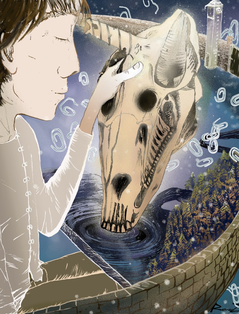 This is an illustration for Murakami's Hard-boiled Wonderland